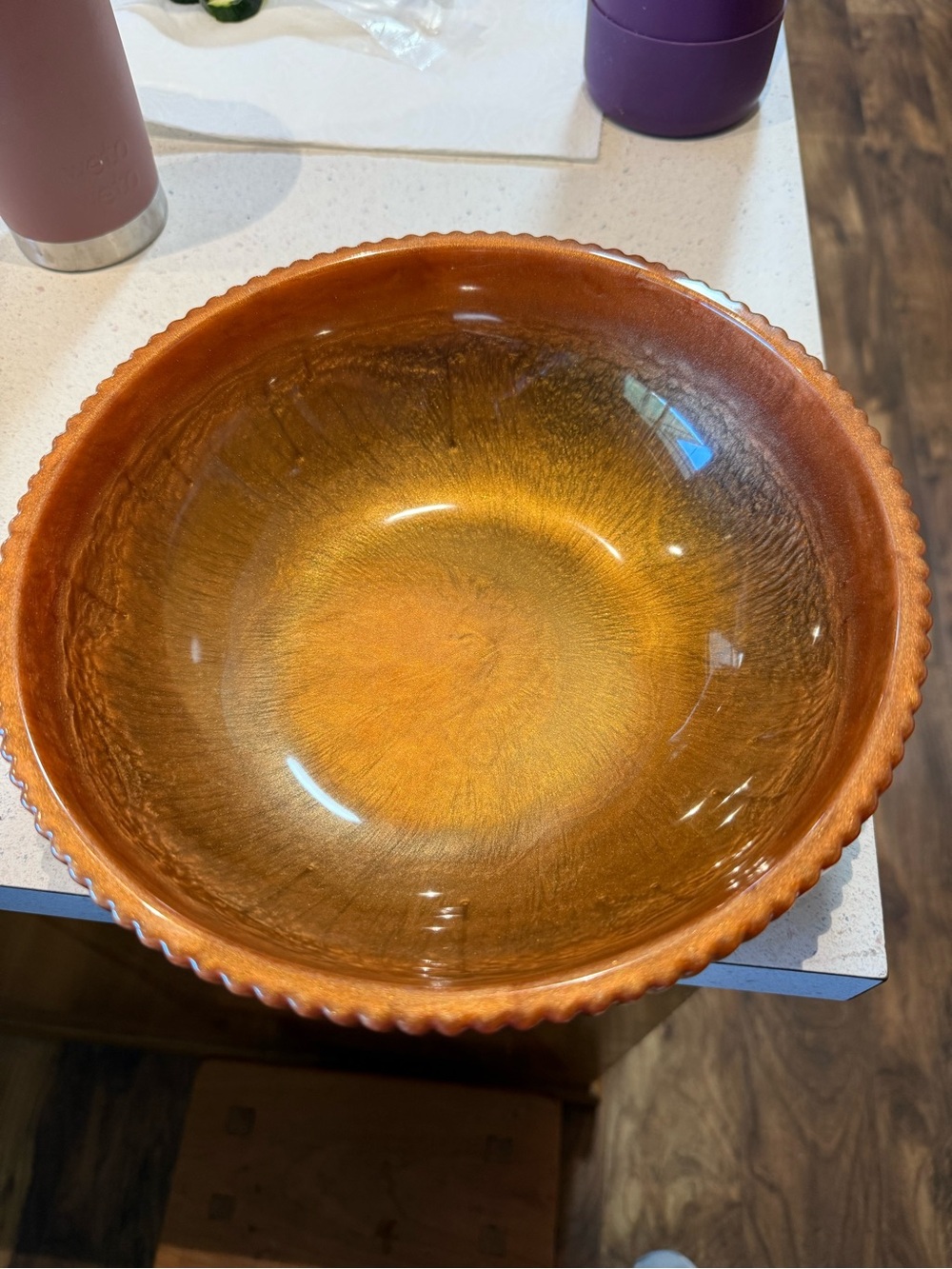 Amber & Greenish Bronze Resin Display Bowl - Home Artwork